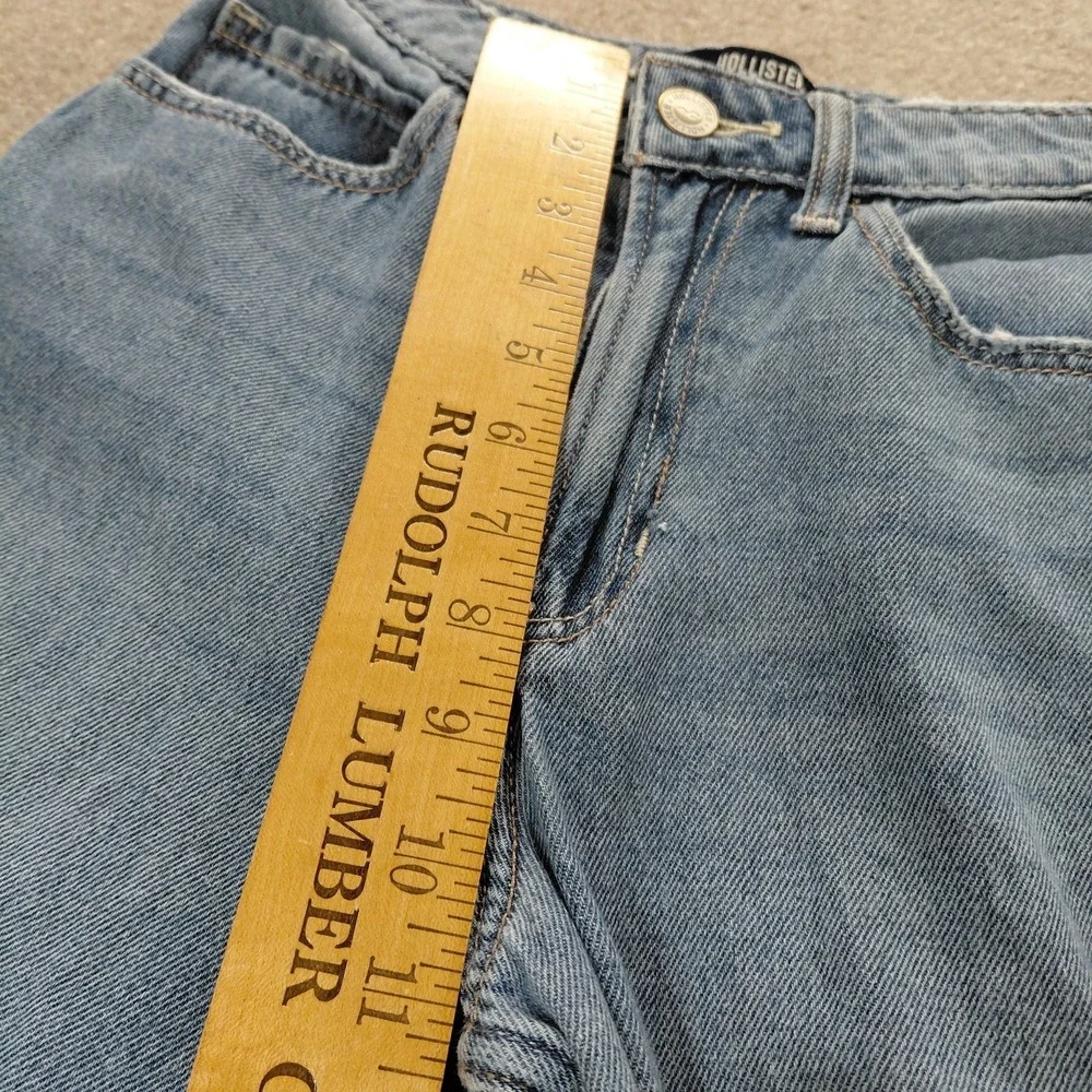 Hollister Jeans Ultra High-Rise Baggy Distressed Blue Wash Jeans Size23R 000R‎